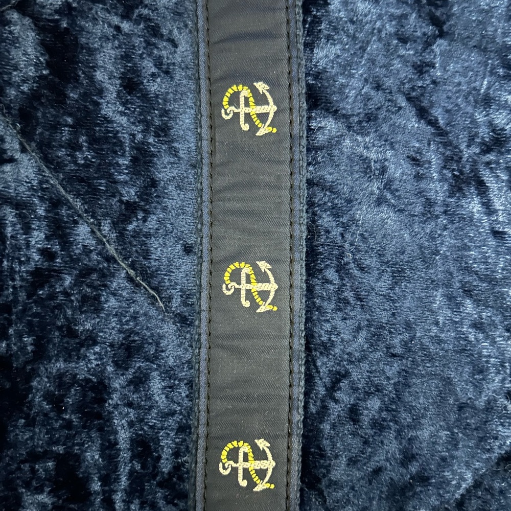 Men’s Size 32 J. Press Inc. leather and woven belt with stitched anchors.